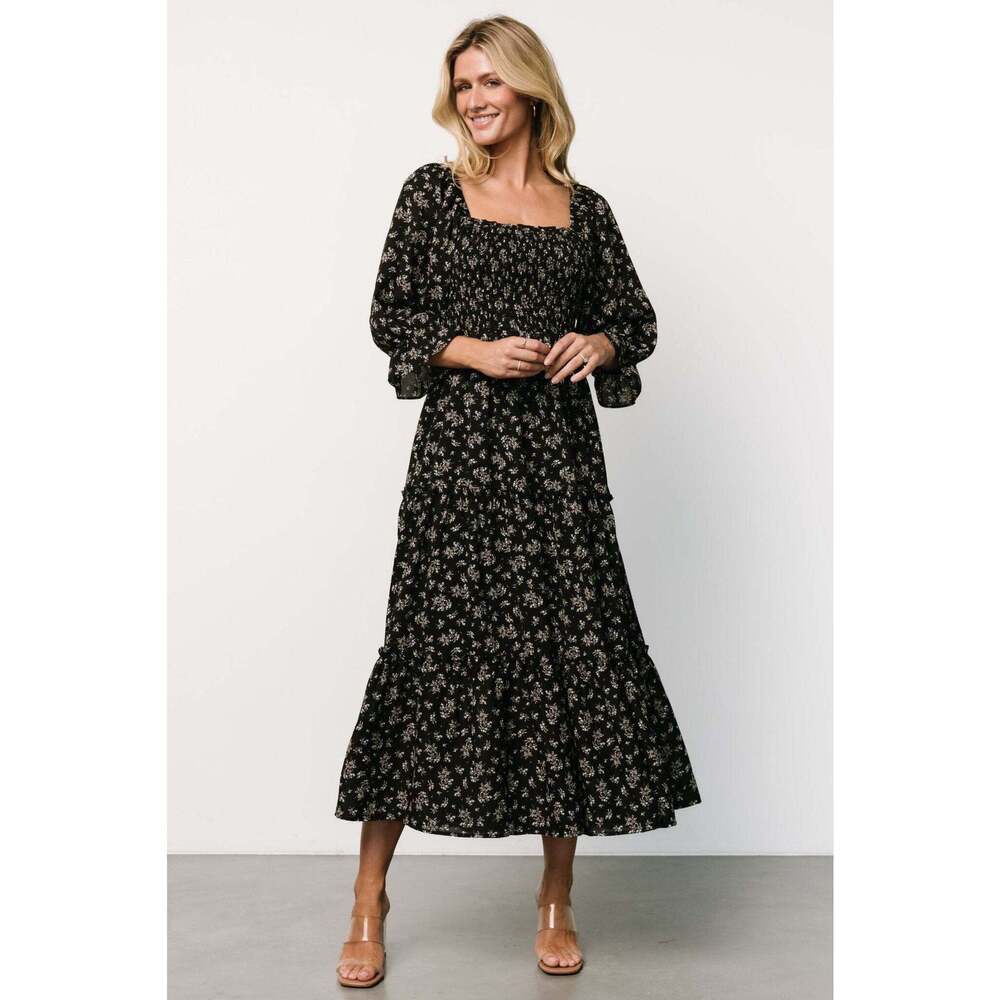 NEW with tags
Baltic Born Margareta Tiered Dress | Black Floral Size S
